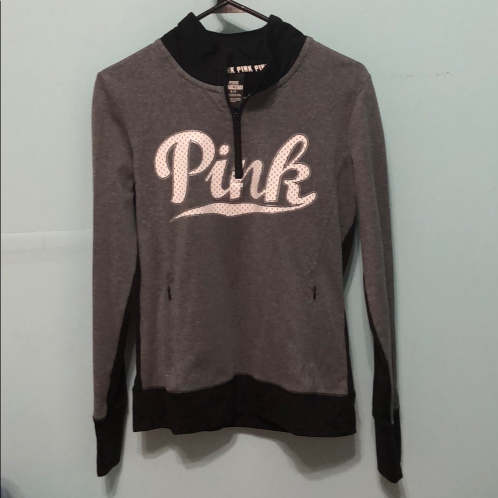 grey & black Pink zip up